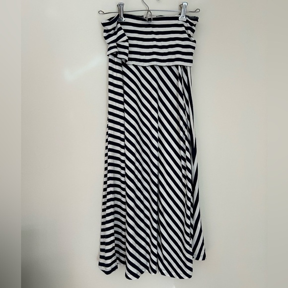 Black and White Striped Maxi Dress - Picture 1 of 6